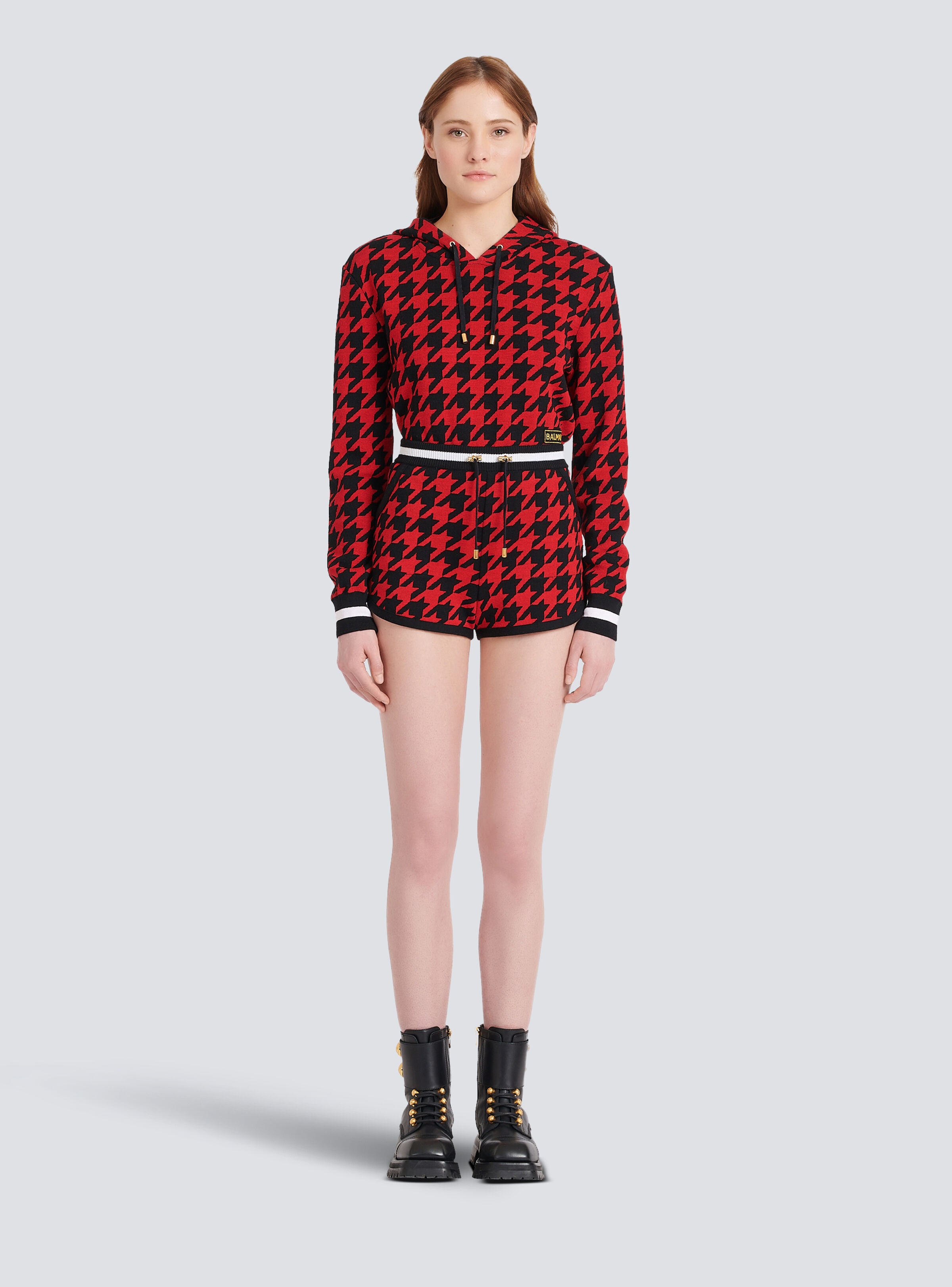 Houndstooth print knit shorts - 3