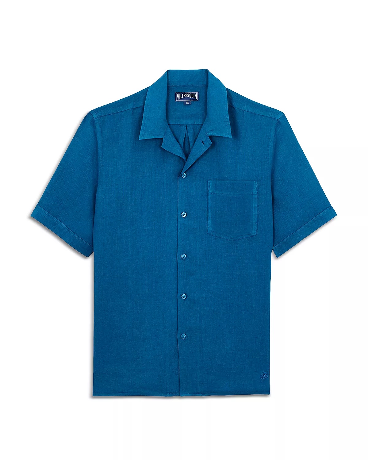Short Sleeved Solid Linen Shirt - 3