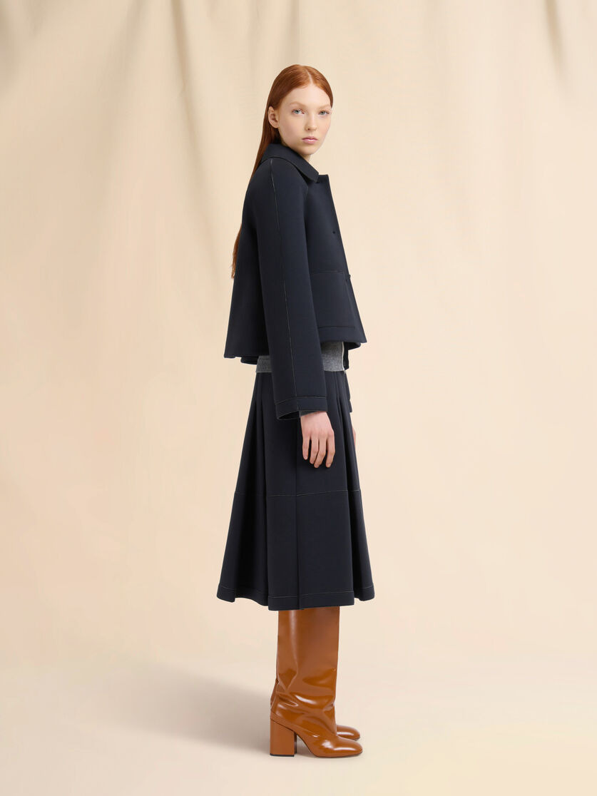 BROWN WOOL SWEATER WITH BICOLOUR NECK - 5