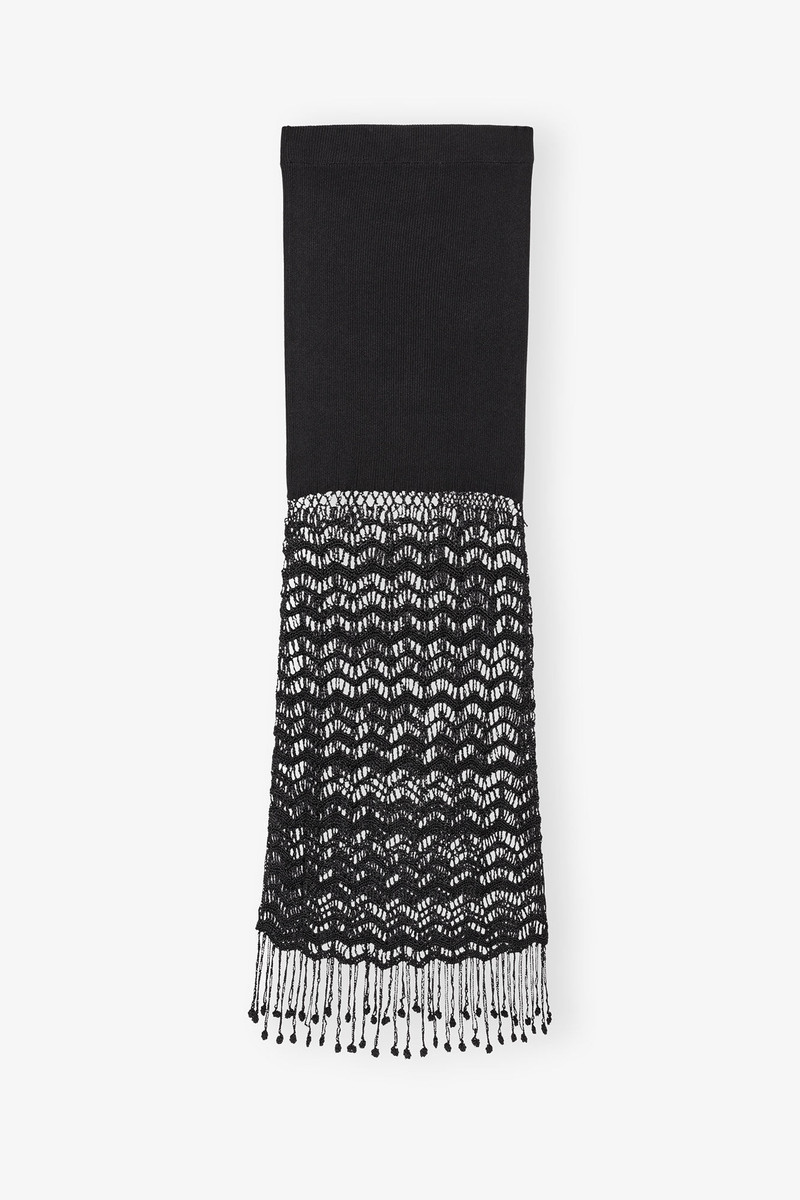 BLACK SHINY CROCHET SKIRT 1