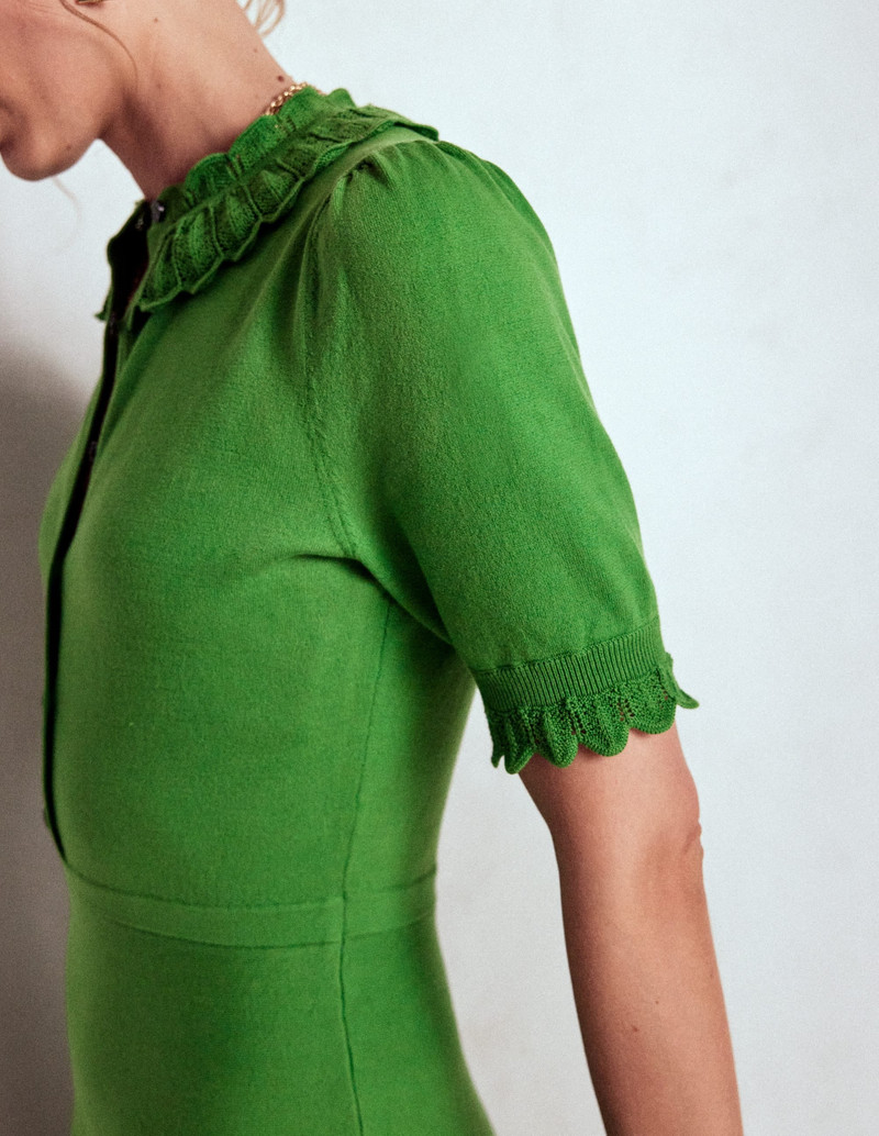 Melina Ruffle Knitted Dress-Paradise Green 4