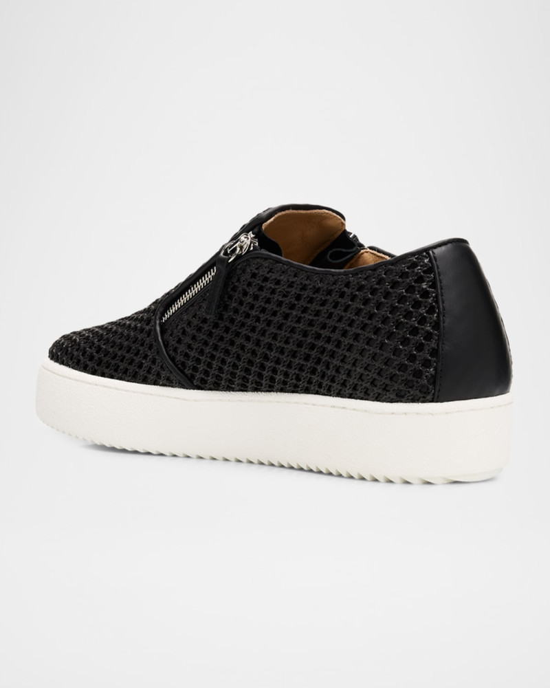 Giuseppe Zanotti Men's Mesh & Leather Double-Zip Sneakers outlook