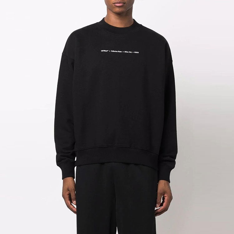 Men's Off-White FW21 Tornado Arrow Logo Printing Pullover Round Neck Loose Fit Black OMBA054F21FLE00 - 2