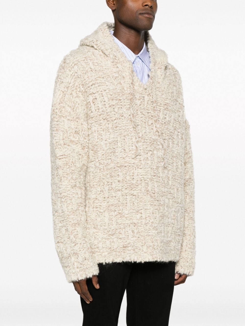 chunky-knit drawstring hoodie - 3