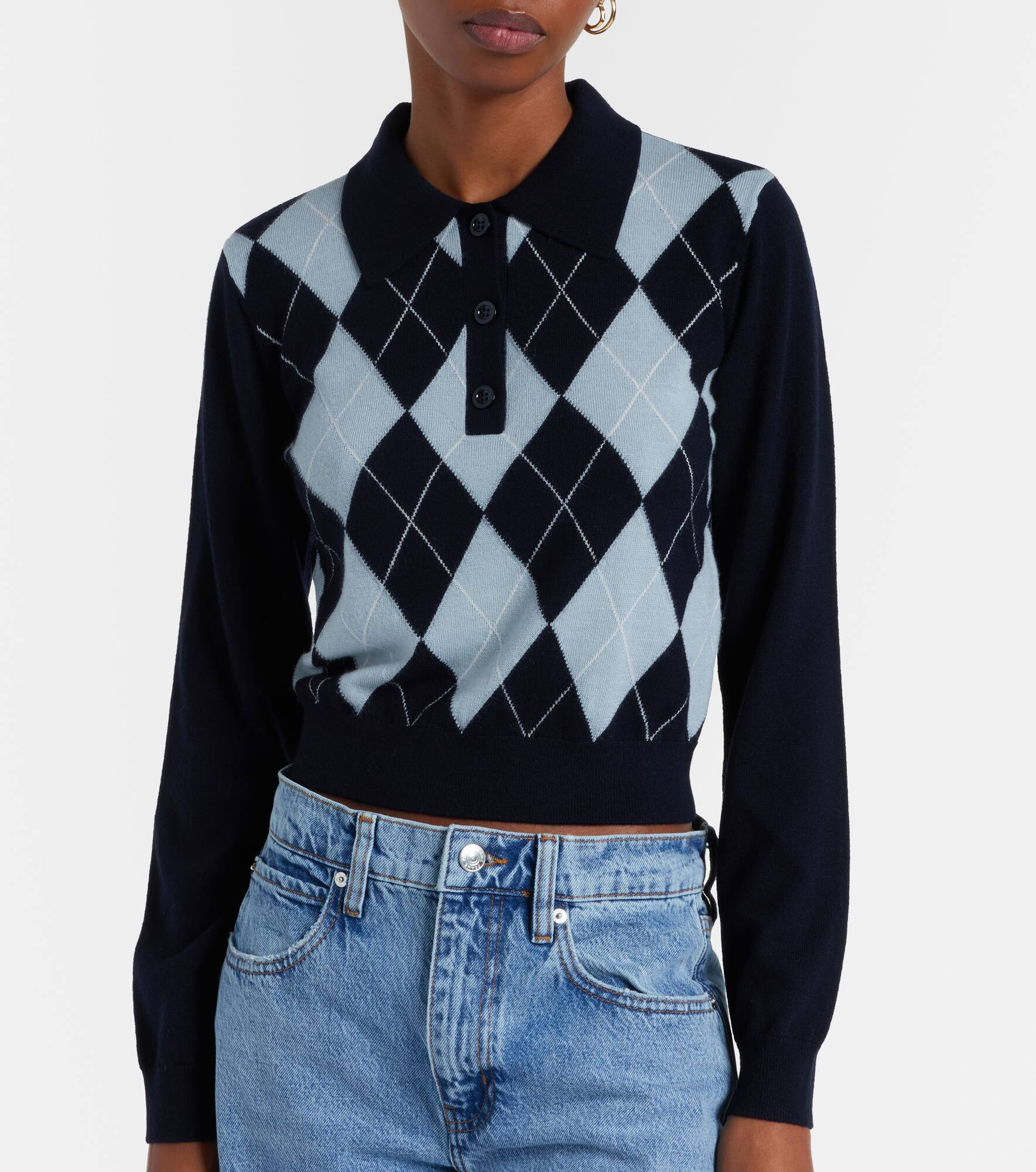 Argyle wool-blend polo sweater - 5