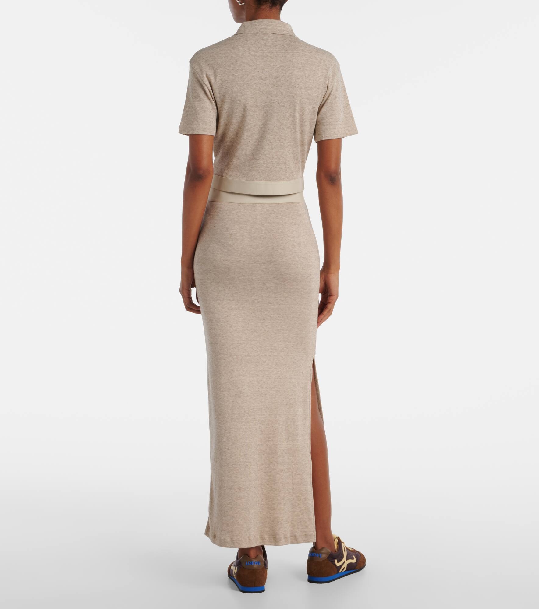 Logo cotton and wool maxi skirt - 3