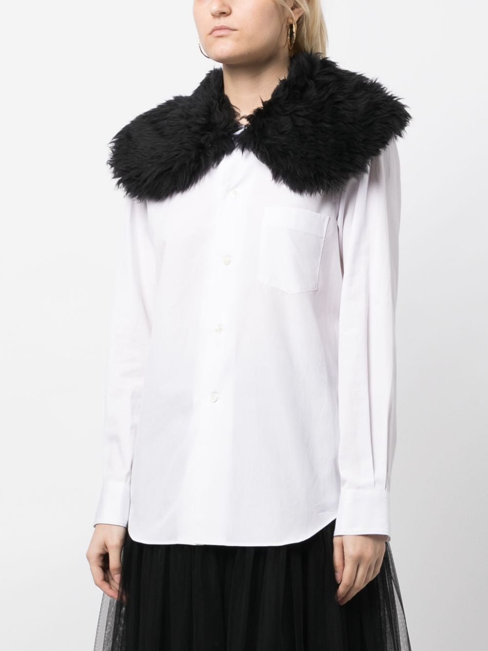 contrasting-collar long-sleeve shirt - 3