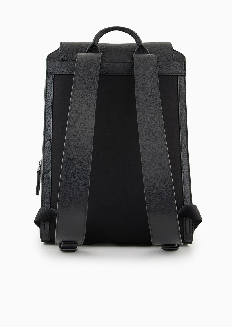 Tumbled-leather backpack with flap and laptop compartment 3