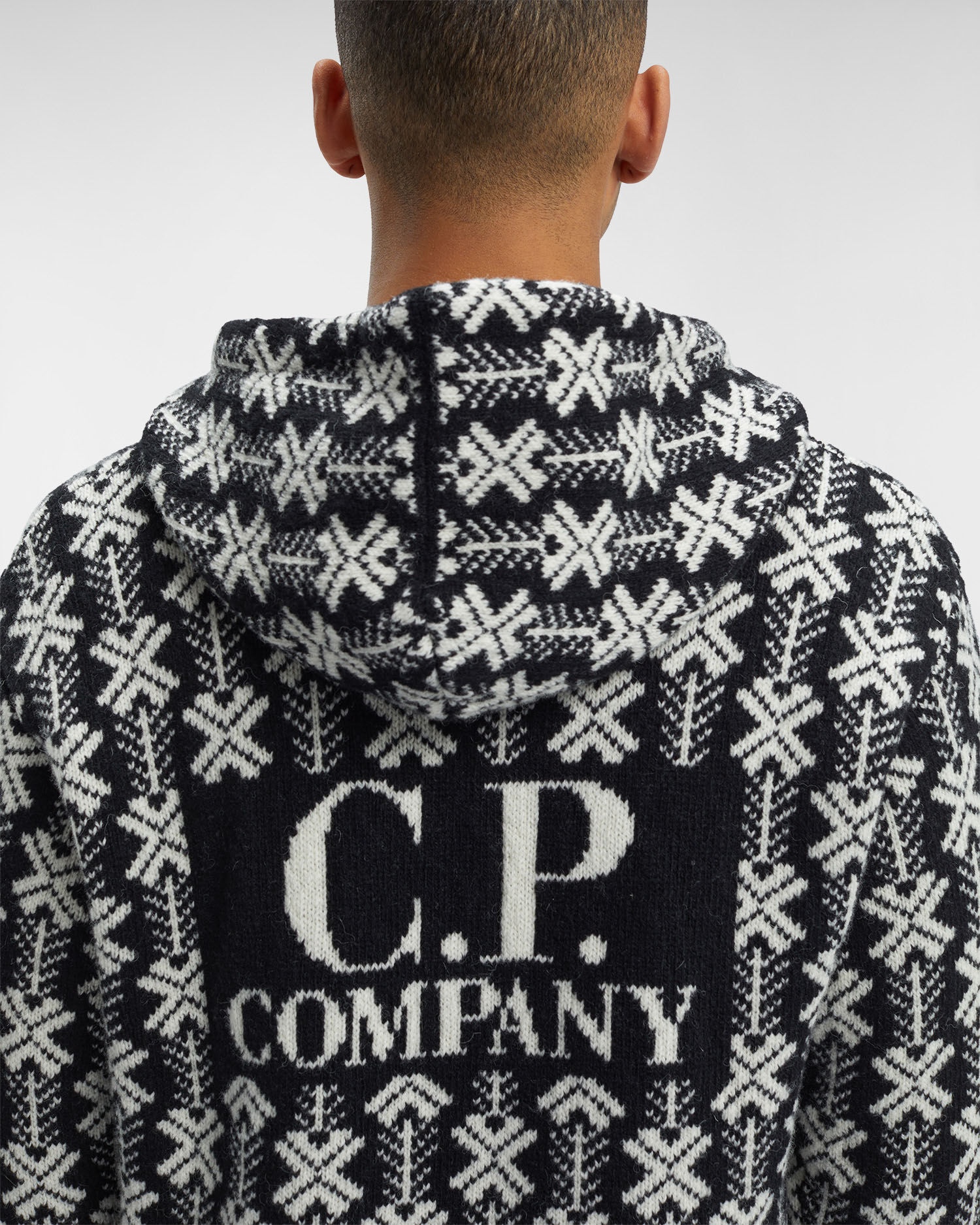Wool Jacquard Logo Hooded Knit - 4
