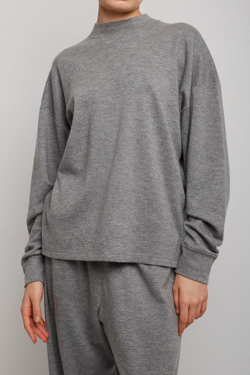 The Row Raveena grey cashmere top outlook