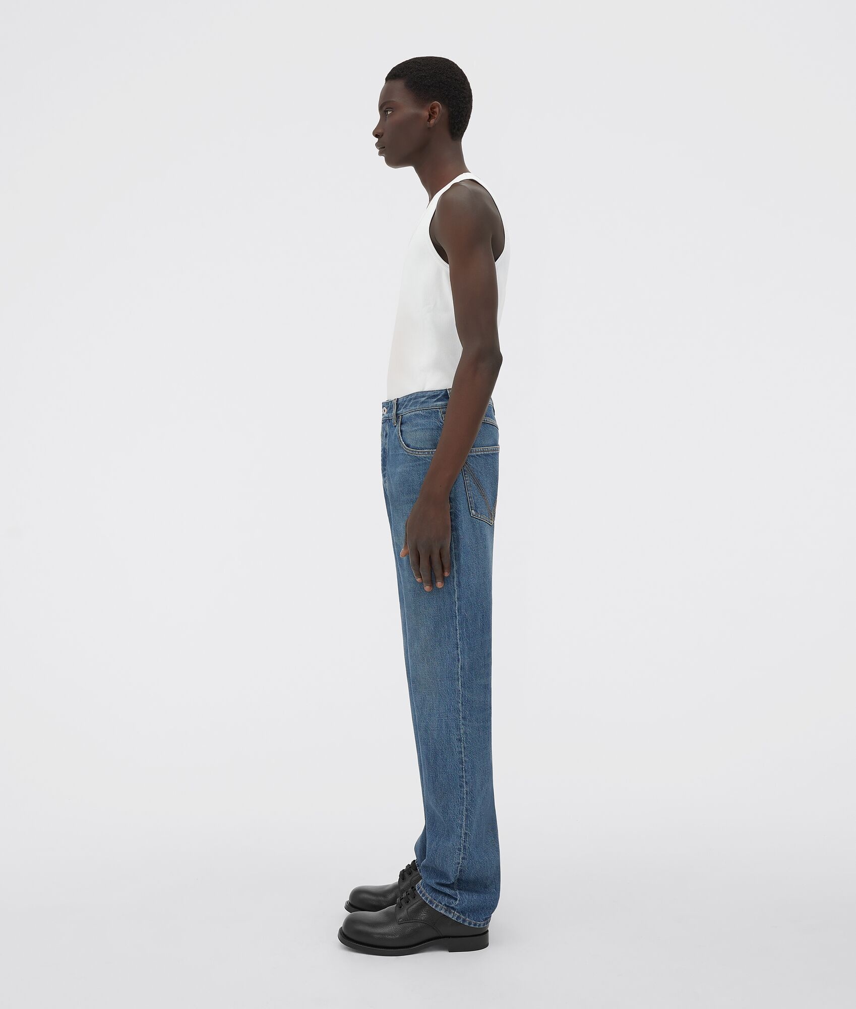 original medium washed denim straight jeans - 2