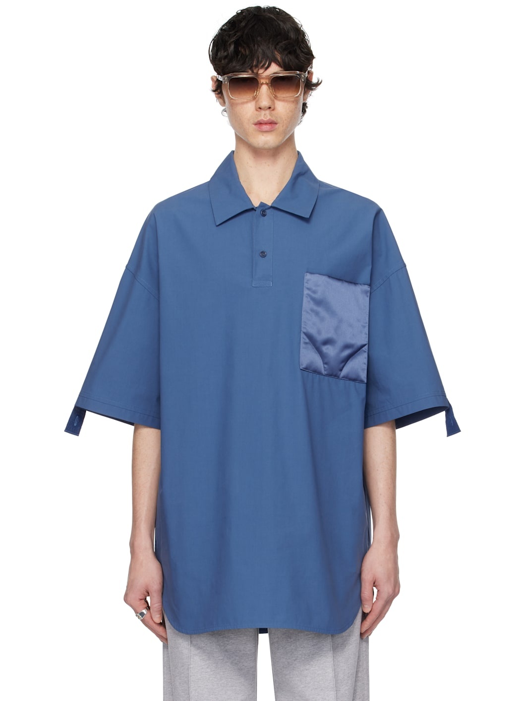 Blue Quilted Pocket Polo - 1