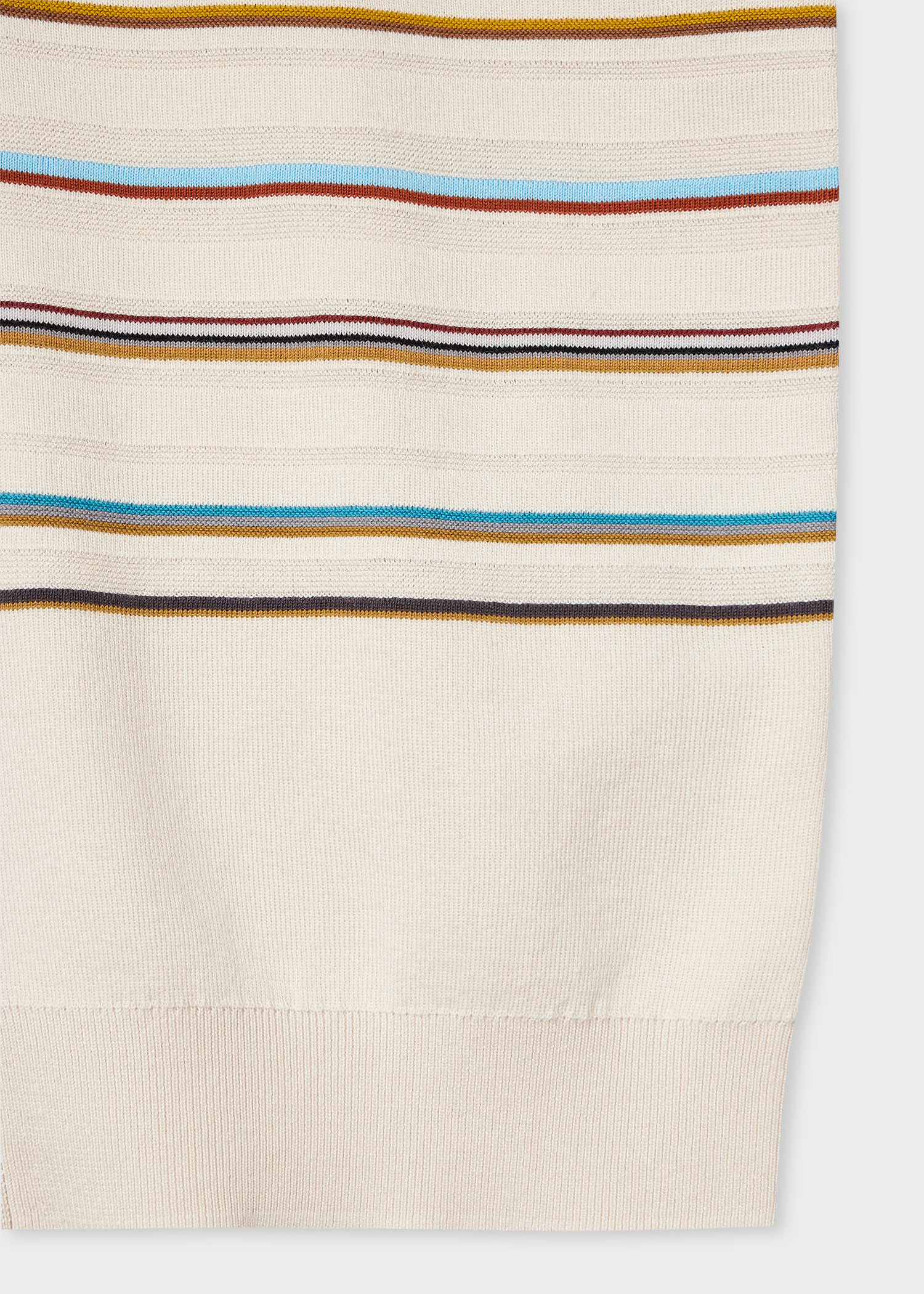 Ecru 'Signature Stripe' Knitted Cotton Short-Sleeve Shirt - 7