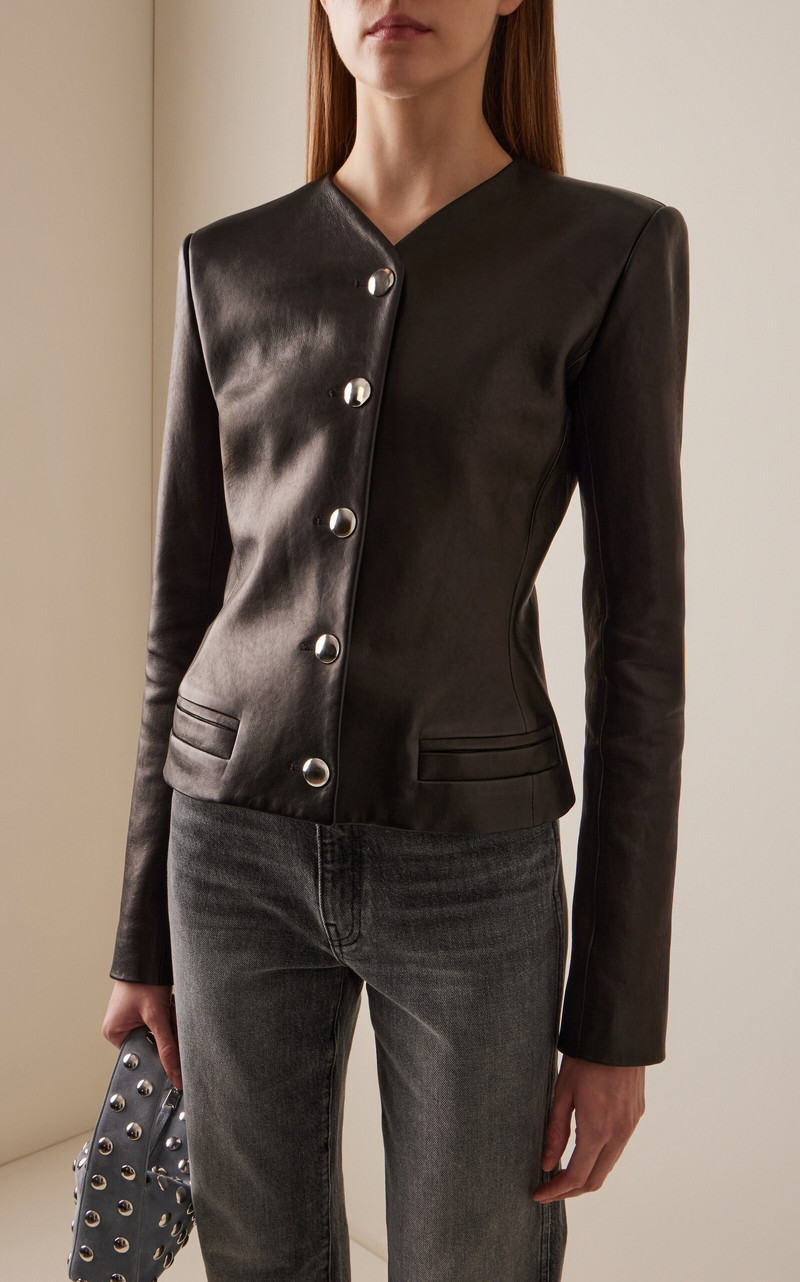 KHAITE Nara Tailored Leather Jacket black outlook