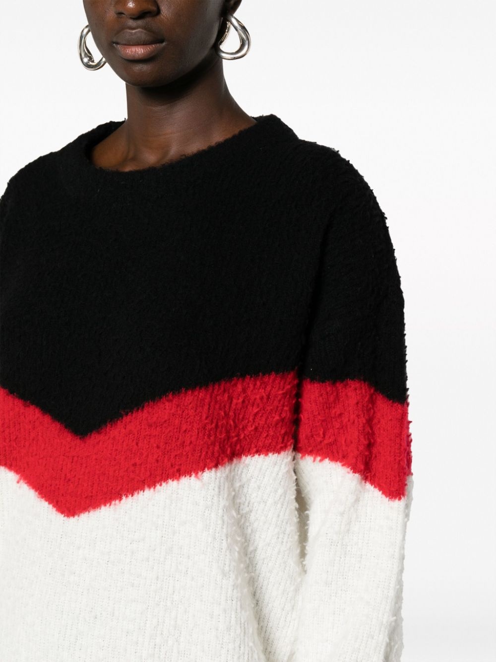 chevron-striped chunky-knit jumper - 5