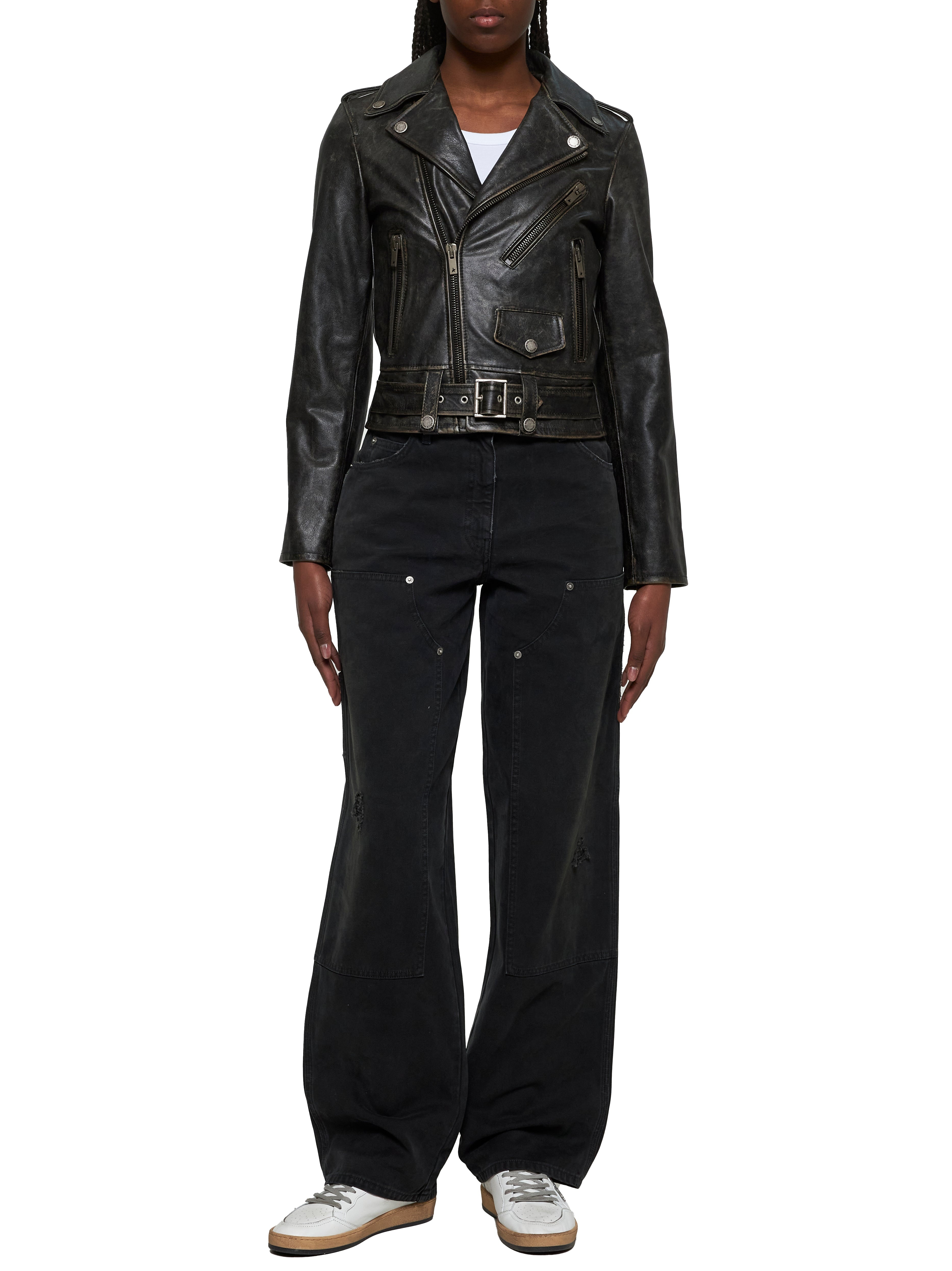 Black denim jeans with patches - 2
