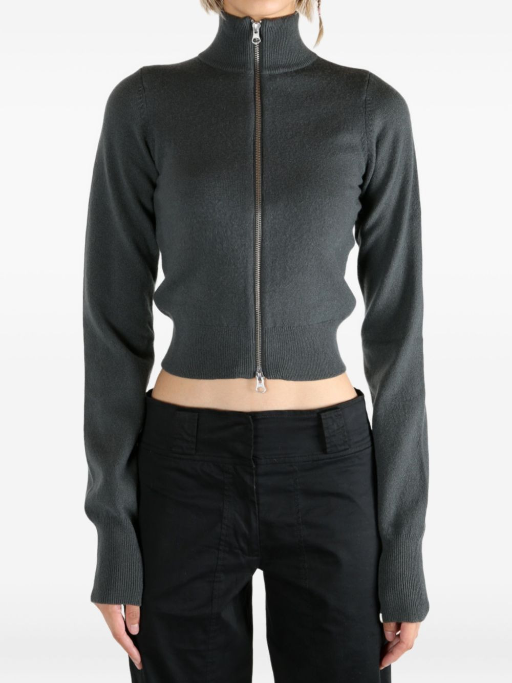 n°302 zip-neck cropped cardigan - 2