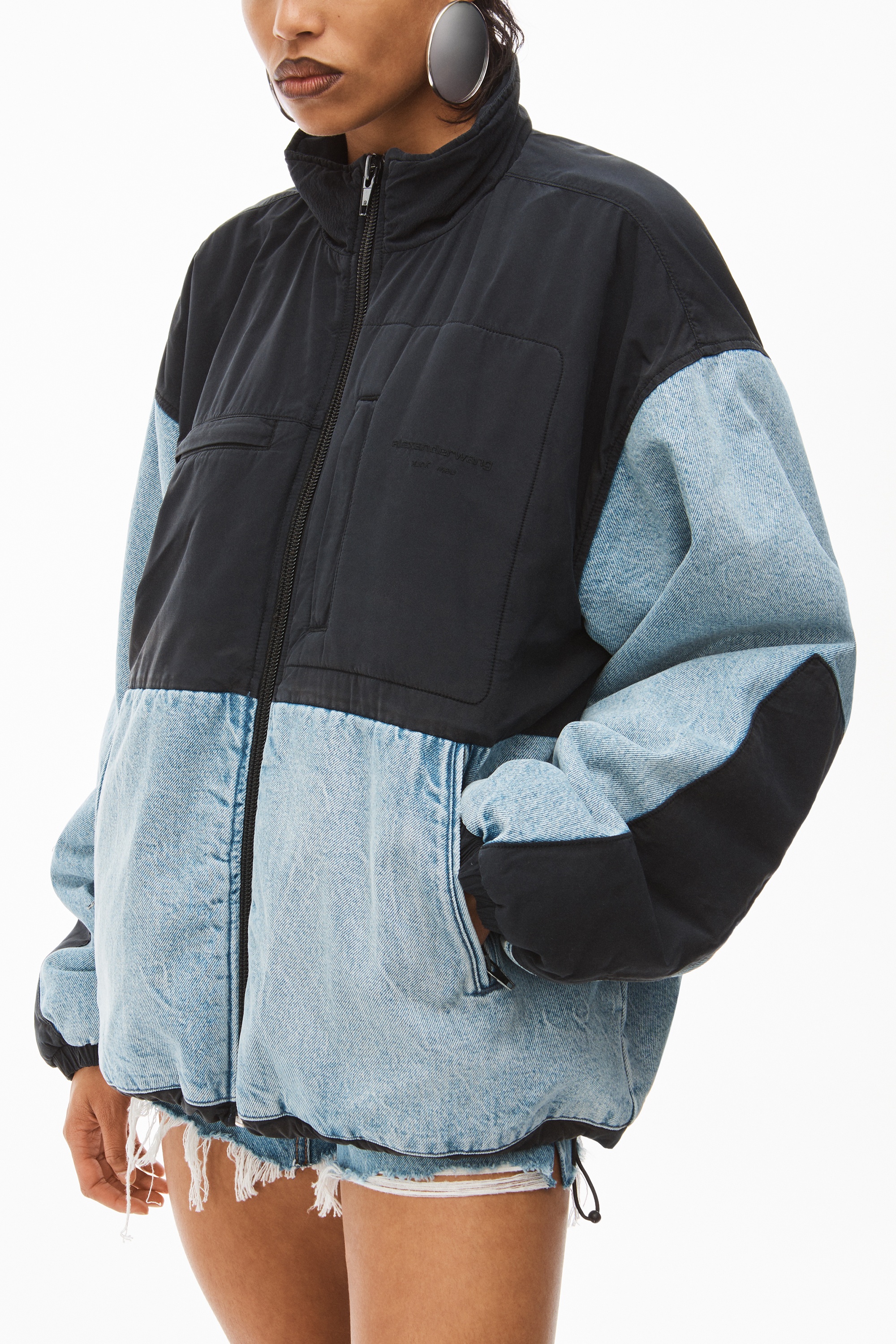 NYLON COMBO JACKET IN DENIM - 3