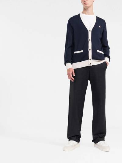 Maison Kitsuné logo-patch wool cardigan outlook