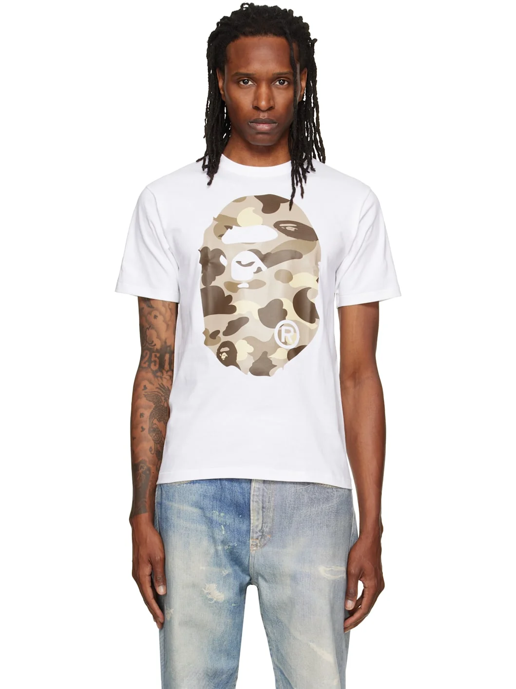 White Color Camo Big Ape Head T-shirt - 1