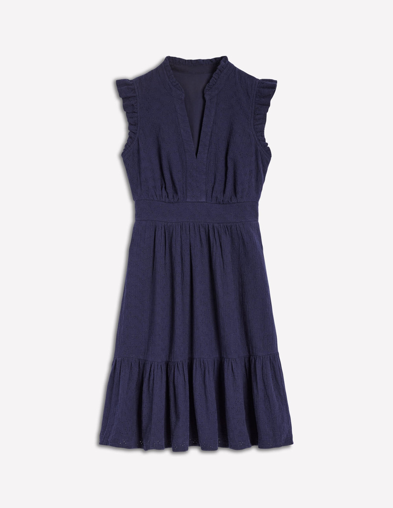 Wren Double Cloth Short Dress-Navy 1