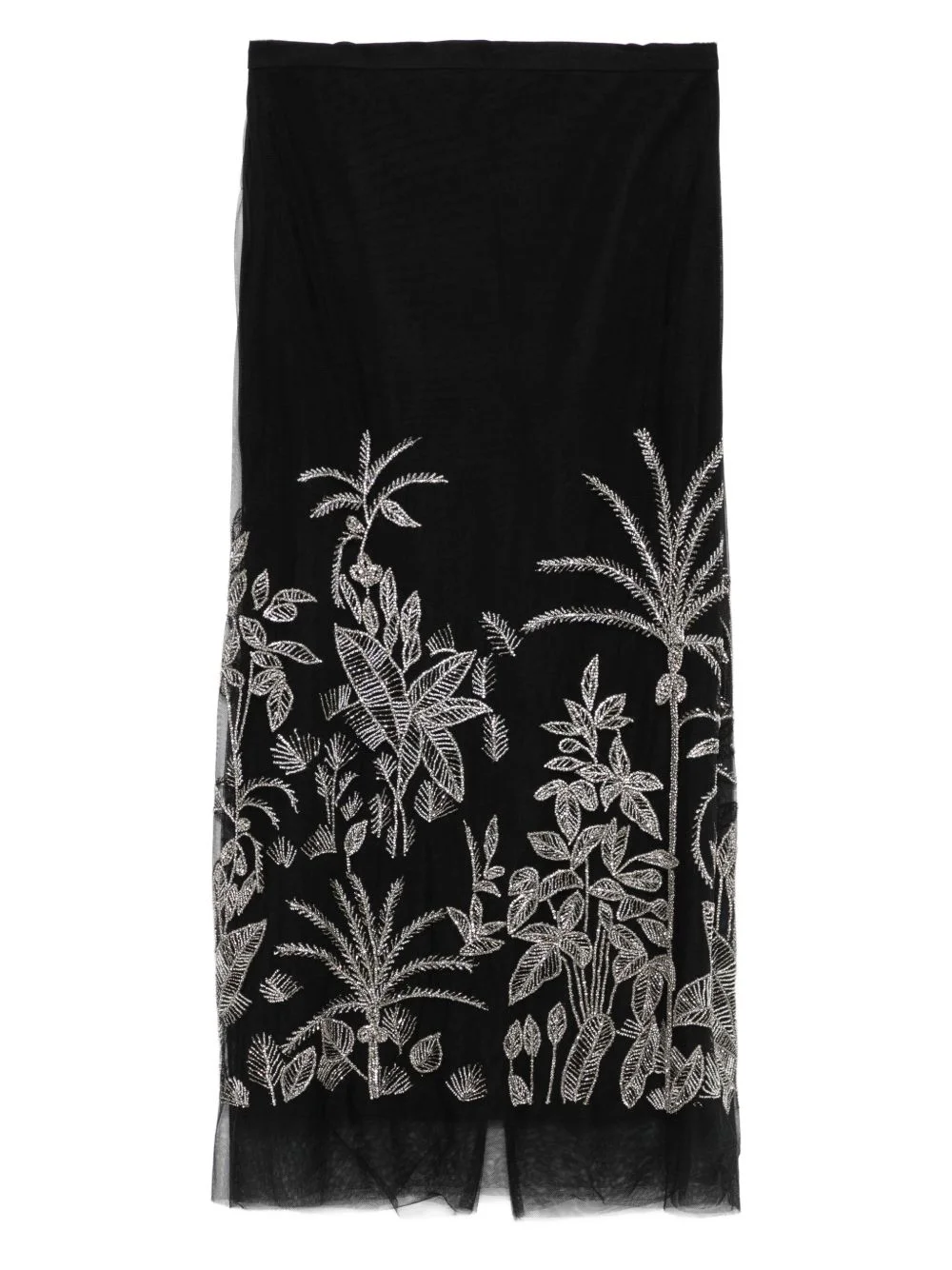 beaded floral midi skirt - 1