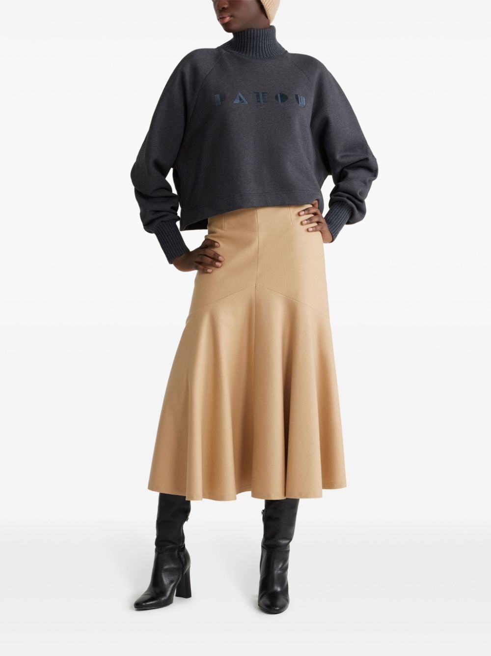 wool-blend midi mermaid skirt - 2