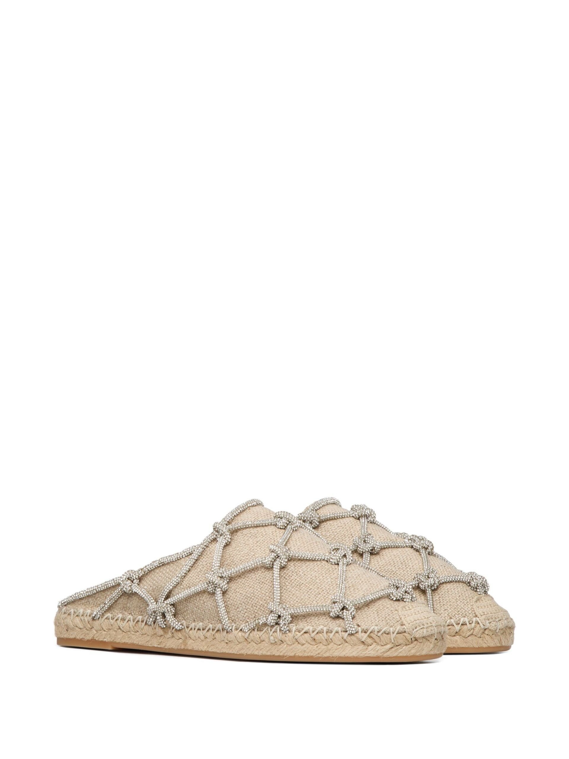 Neutral Knotted Linen Espadrilles - 2