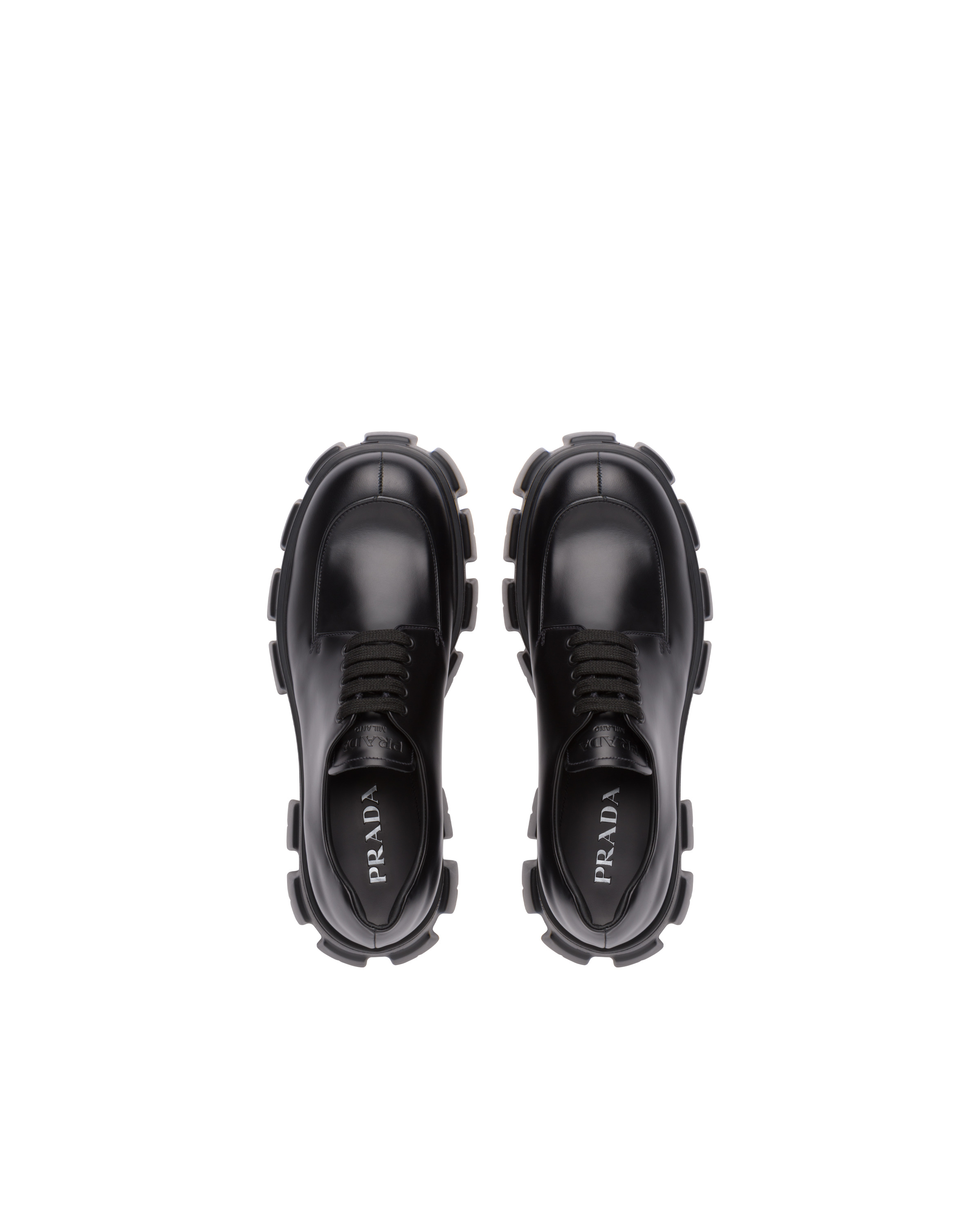 Prada Monolith brushed leather lace-up shoes | REVERSIBLE