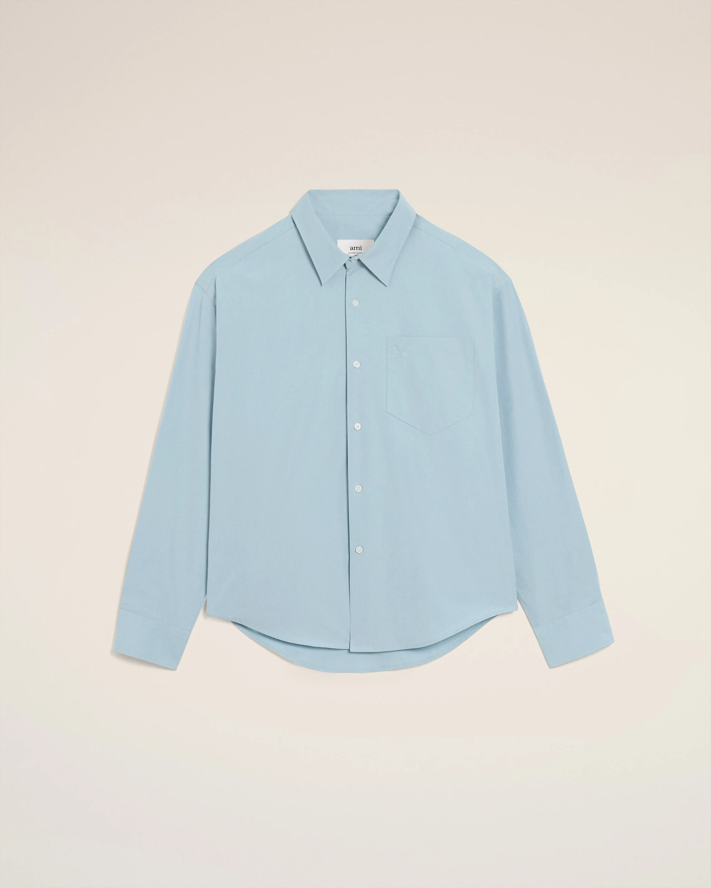 BLUE COTTON EMBOSSED AMI DE COEUR BOXY SHIRT - 1