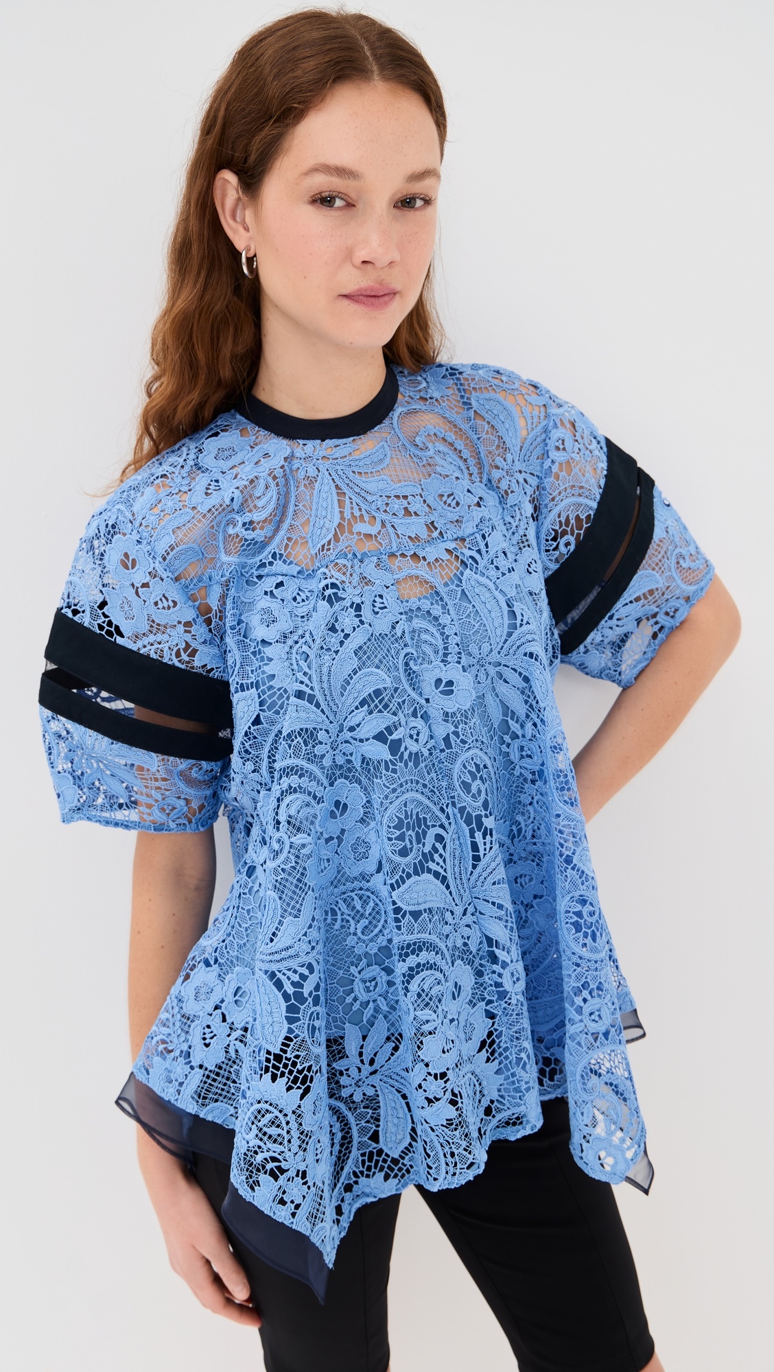 Corded Embroidered Lace Flounce Top - 2
