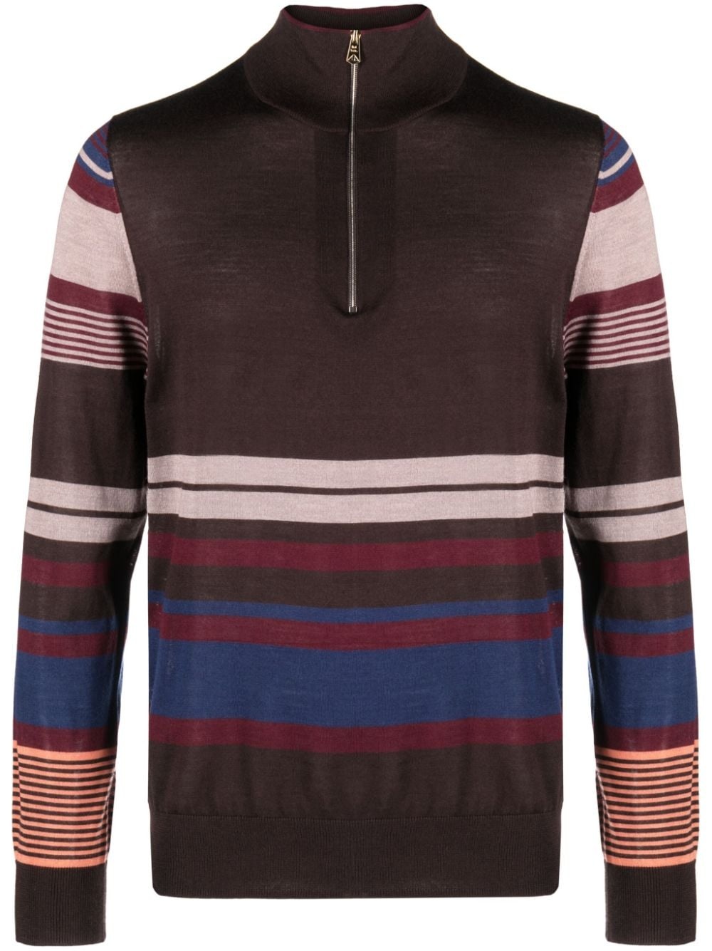 striped half-zip jumper - 1