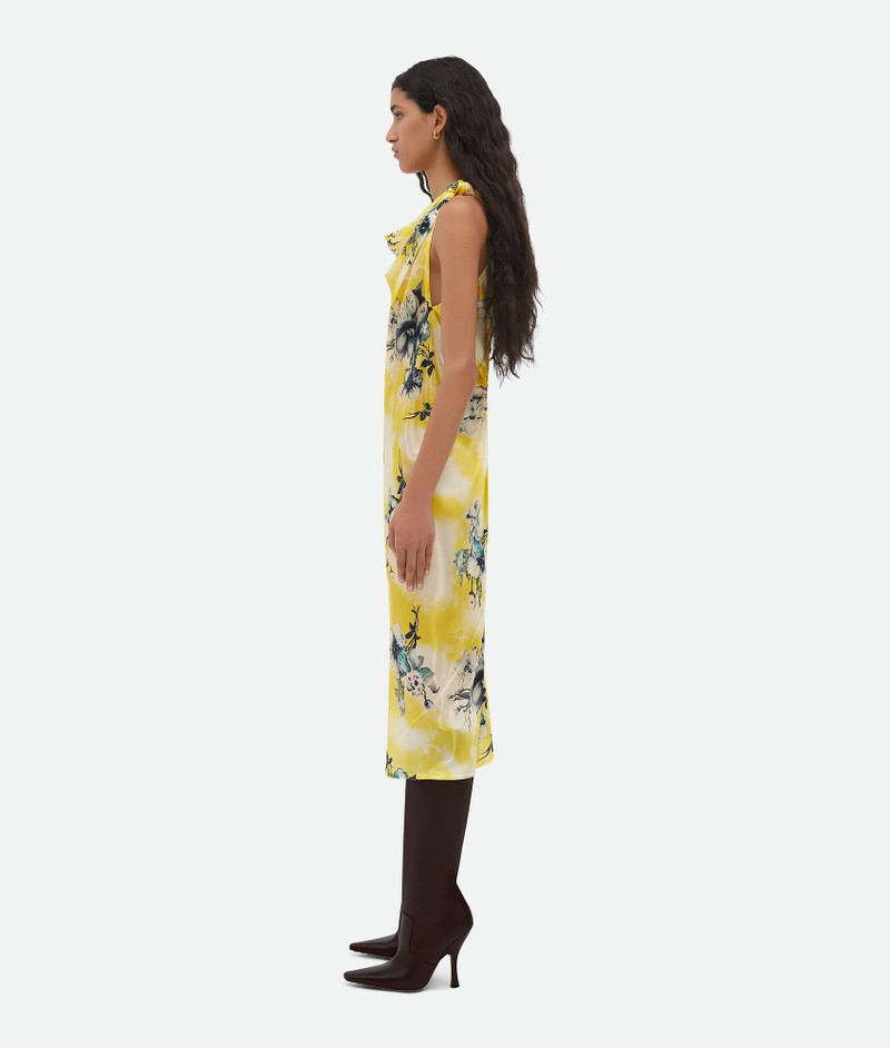 Bottega Veneta Floral Cupro Midi Dress outlook