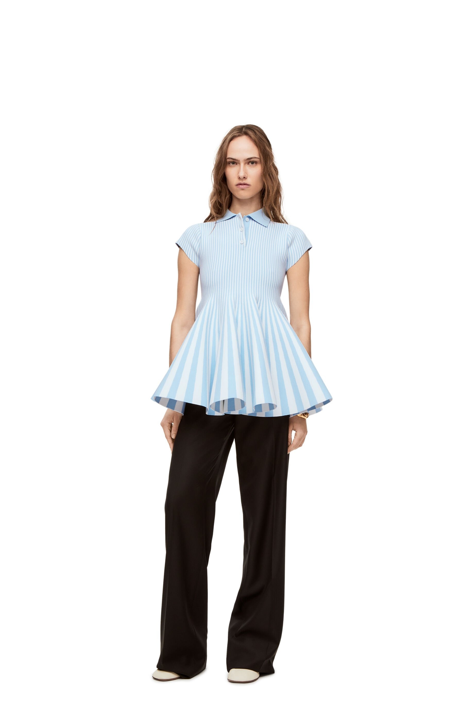 Striped mini dress in viscose blend knit - 3
