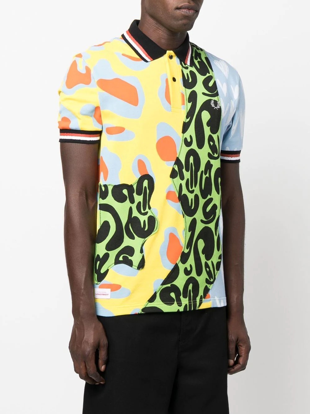 mixed-print short-sleeve polo shirt - 3