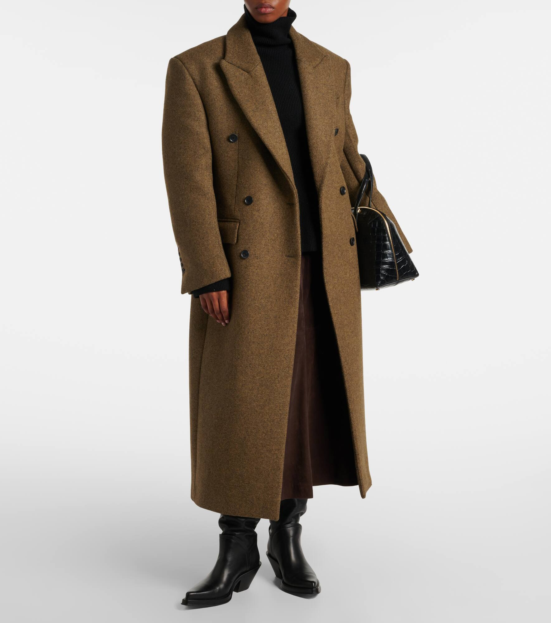 Double-breasted alpaca and wool-blend coat - 7