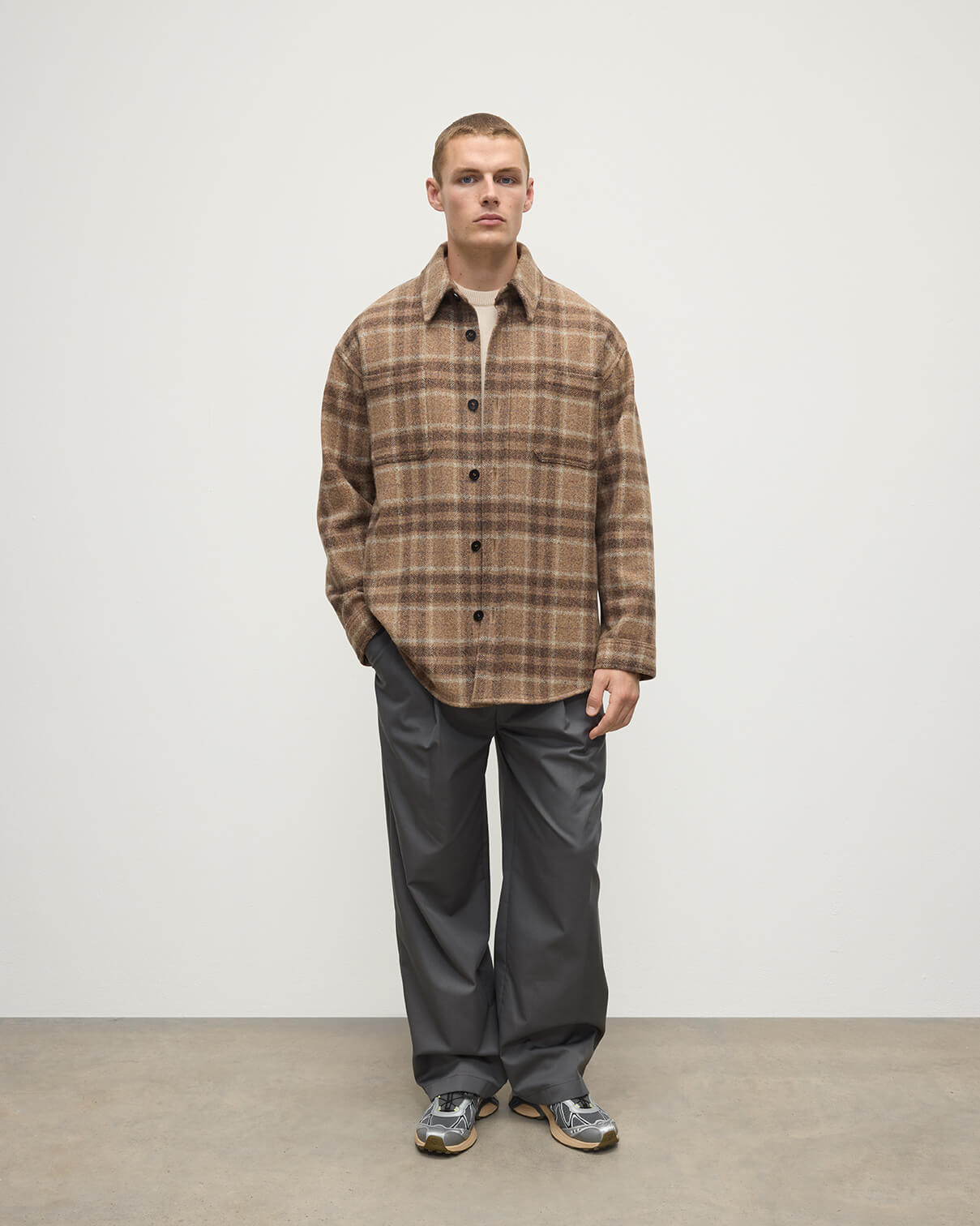 Cashmere Wool Blend Brown Overshirt - 2
