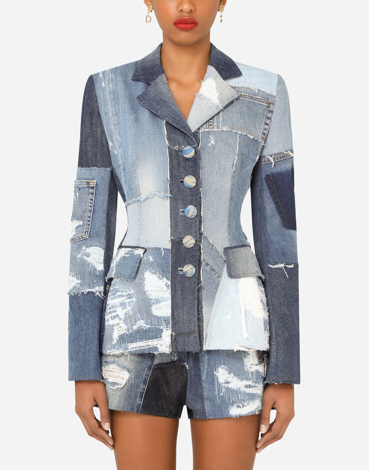 Single-breasted patchwork denim Dolce blazer - 1