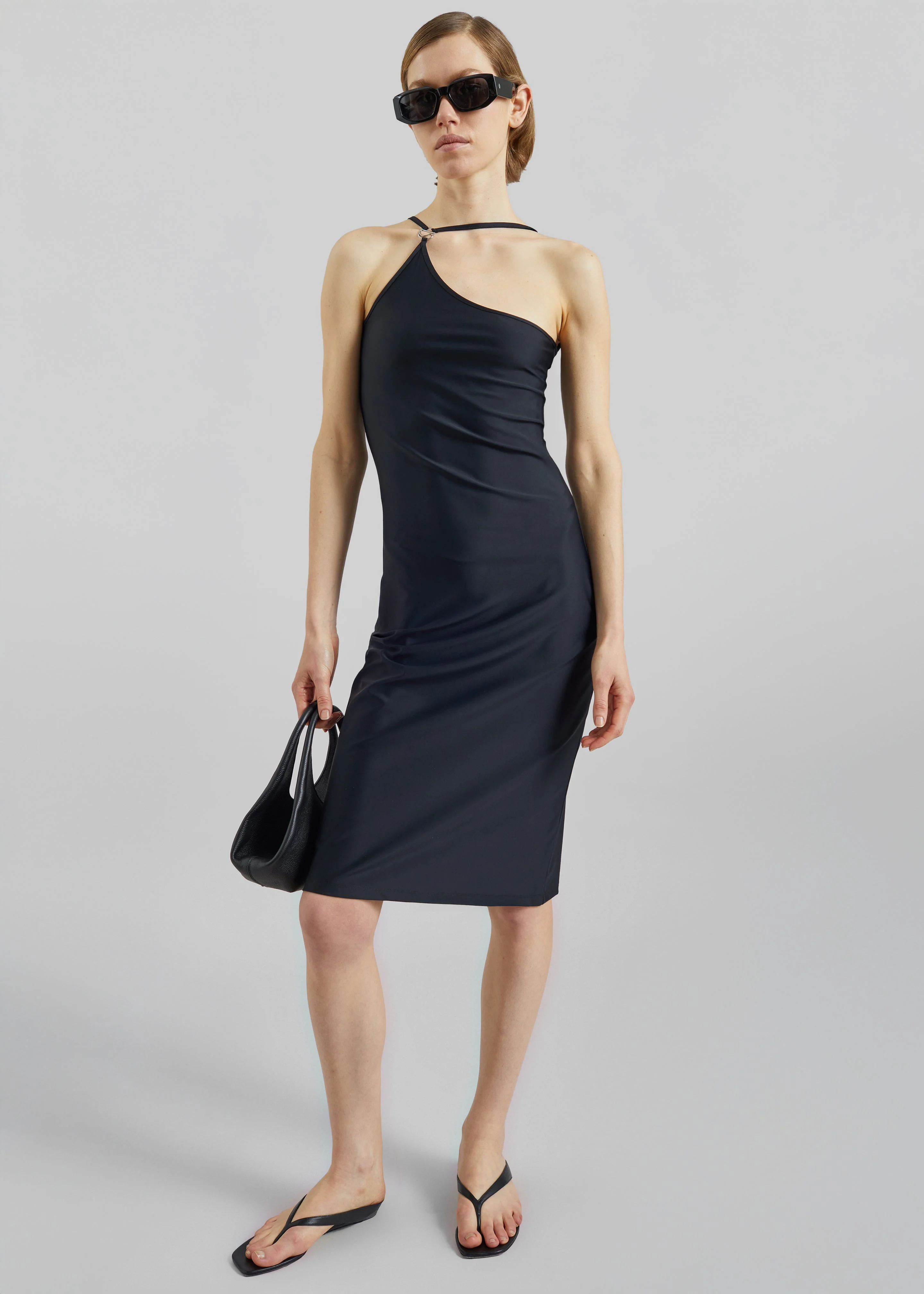 Coperni C-Logo One Shoulder Dress - Black - 1