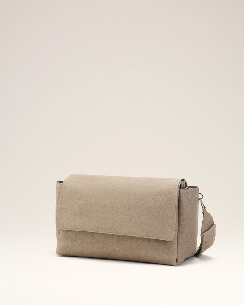 GREY COW LEATHER LARGE FLAP CARROUSEL BAG 4