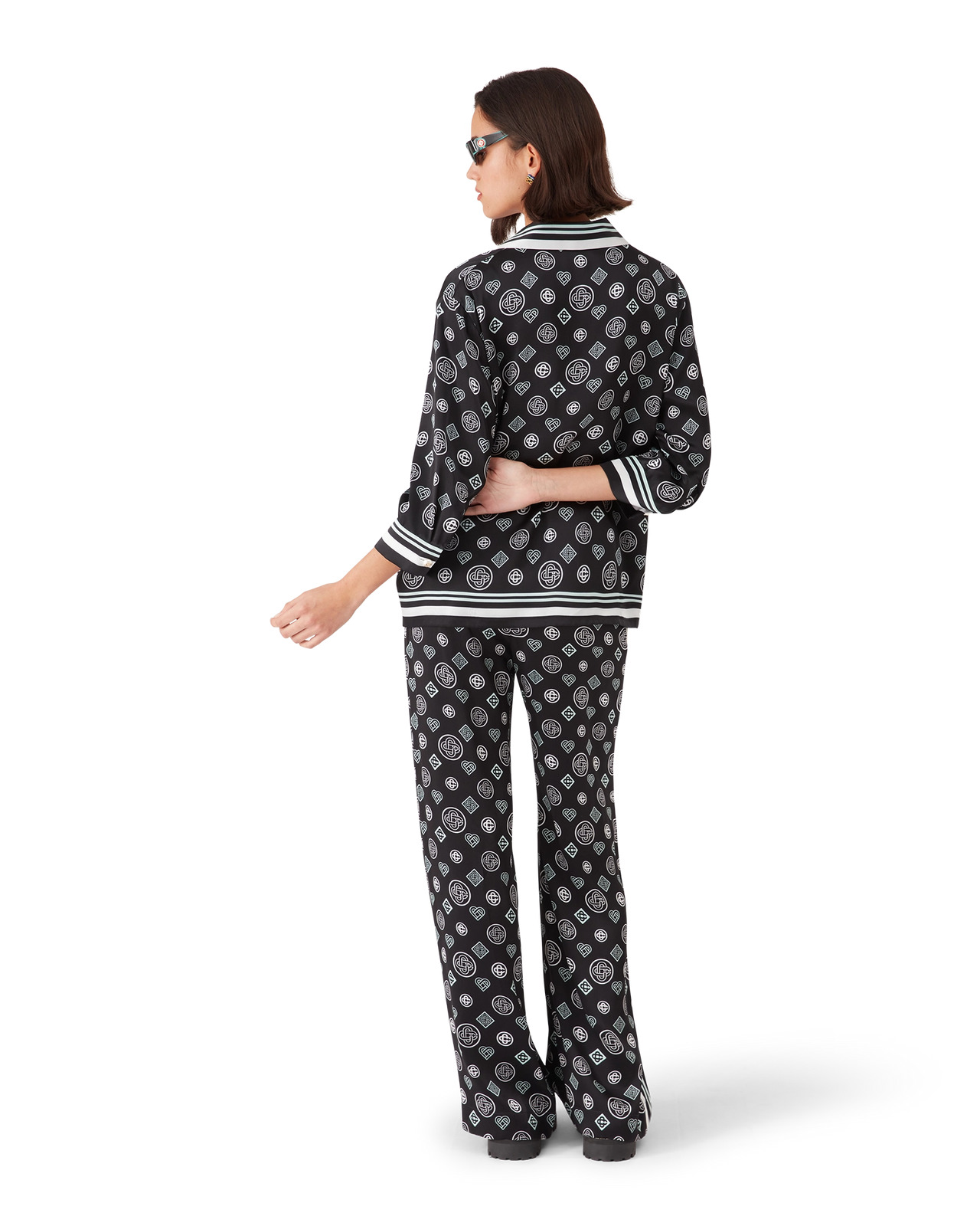 Monogram Pyjama Silk Satin Trousers | Casablanca Paris - 5