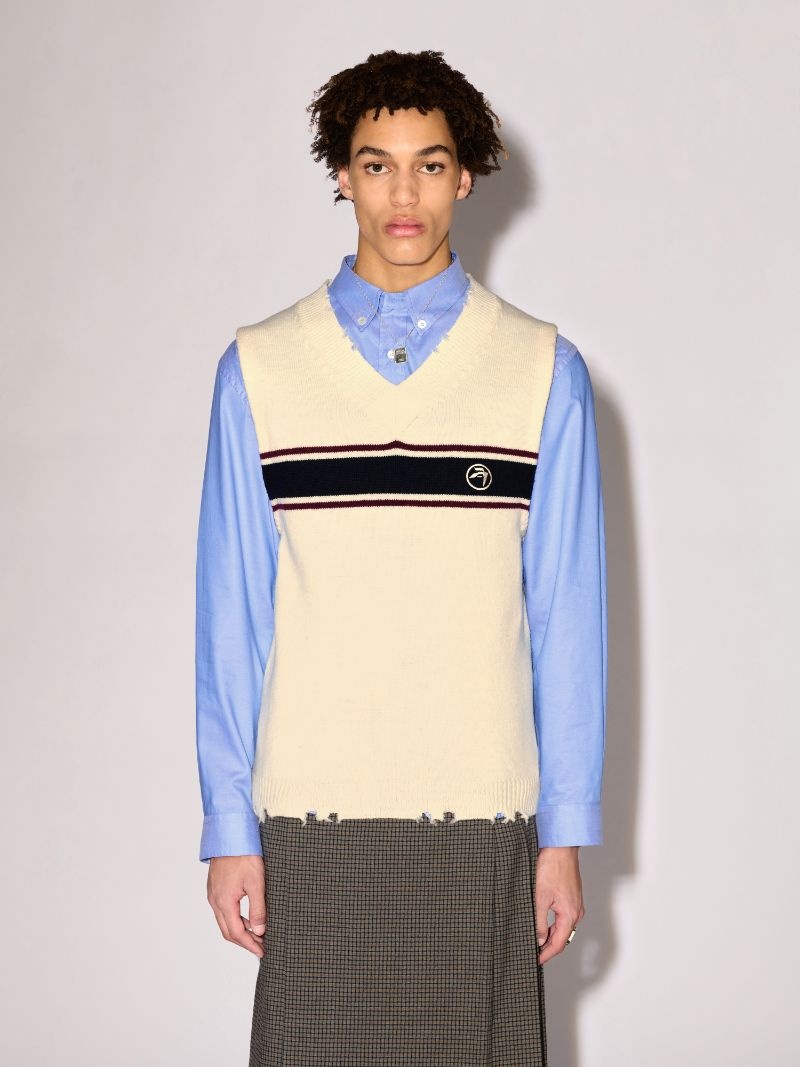 DAMAGED RIB KNIT VEST - 3
