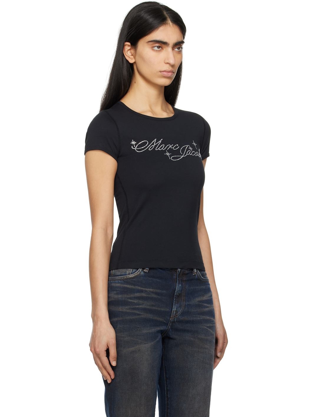 Black Charm Logo Shrunken T-shirt - 2
