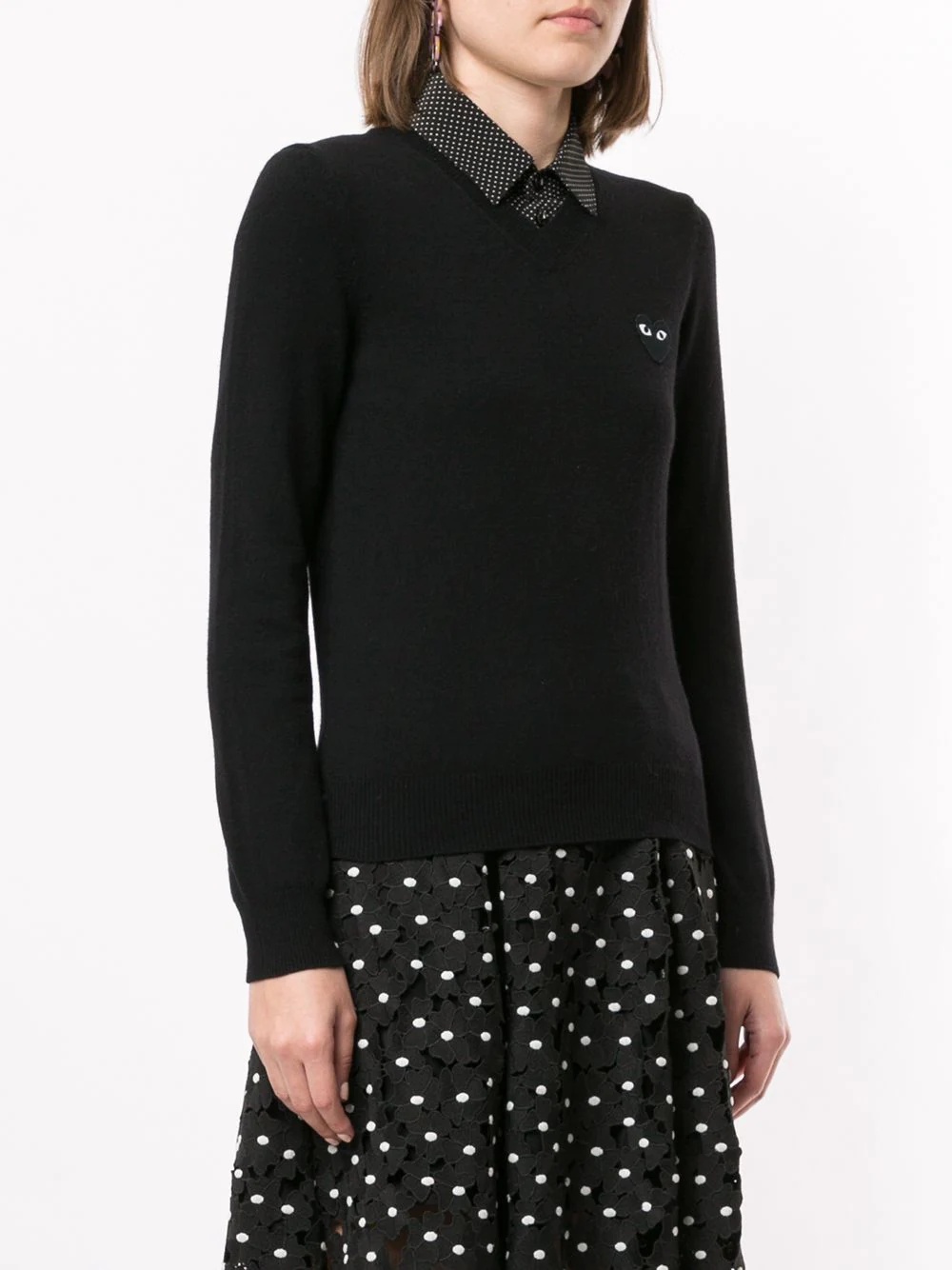 logo embroidered v-neck jumper - 3