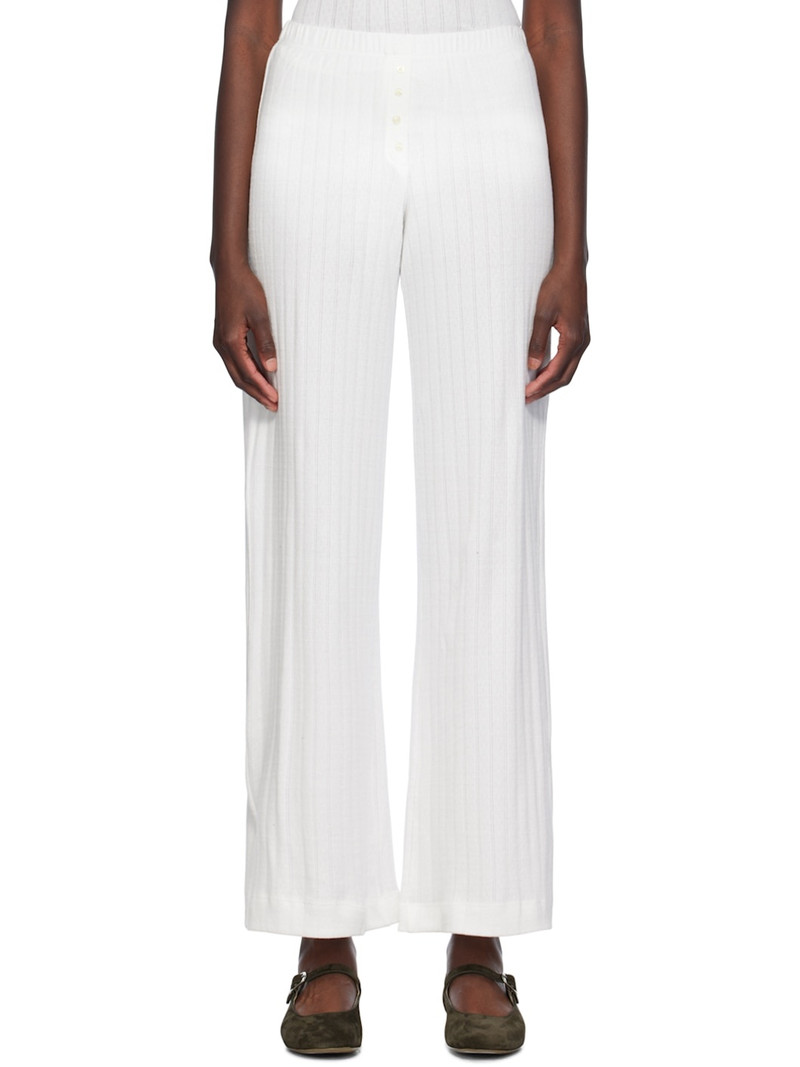 White Pointelle Boxer Lounge Pants - 1