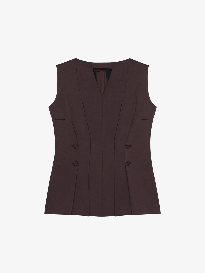 TOP IN CREPE WITH SATIN BACK WITH BUTTONS AND PLEATED EFFECT - 1