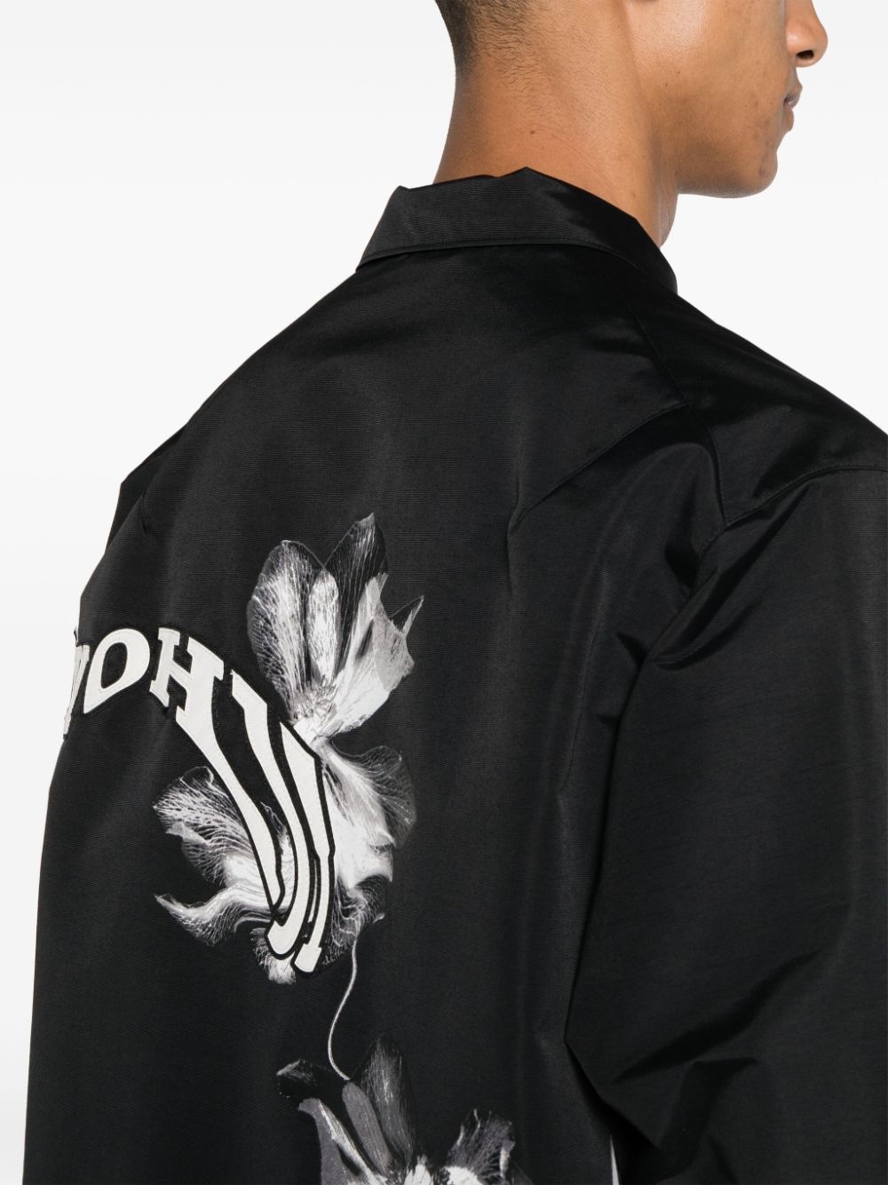 logo-embroidered padded shirt jacket - 6