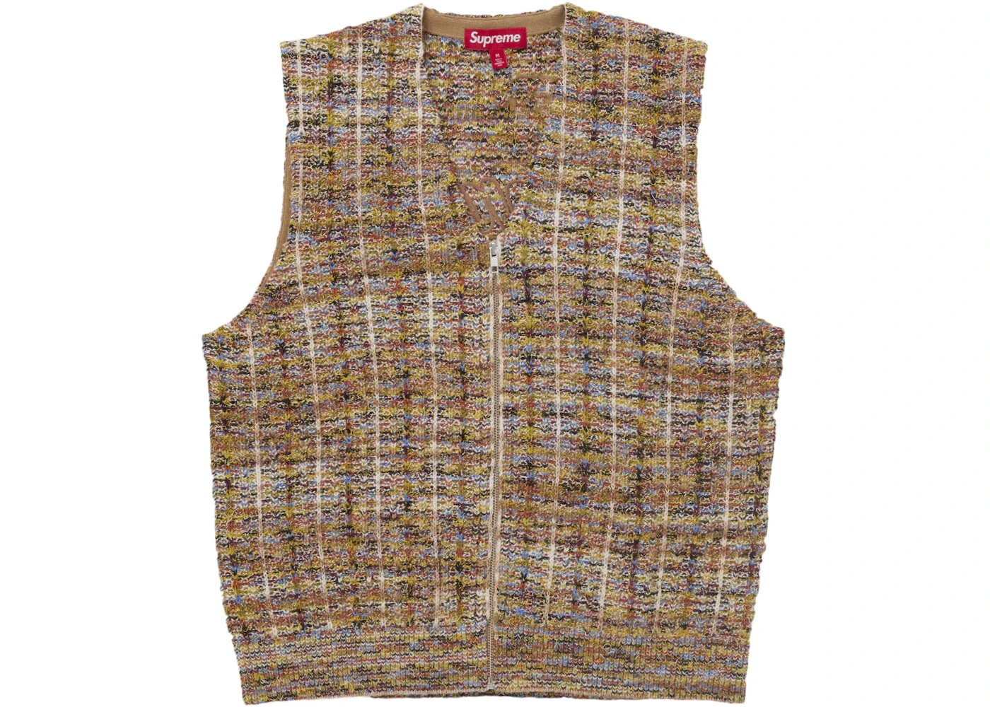 Supreme Speckled Zip Up Sweater Vest Tan - 1