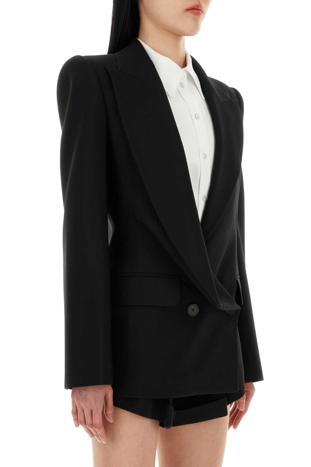 Alexander Mcqueen Women Black Wool Blazer - 3