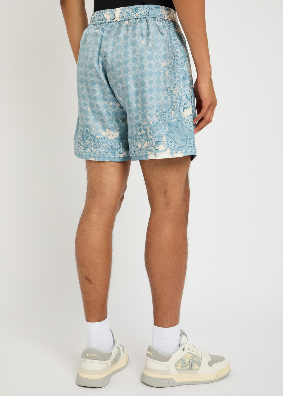 Amiri Bleach Bandana Logo-monogrammed Silk-satin Shorts - 3